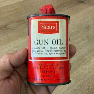 Vintage Sears Gun Oil Tin Can 3 Oz No 20301 Red Metal USA
Excellent Condition